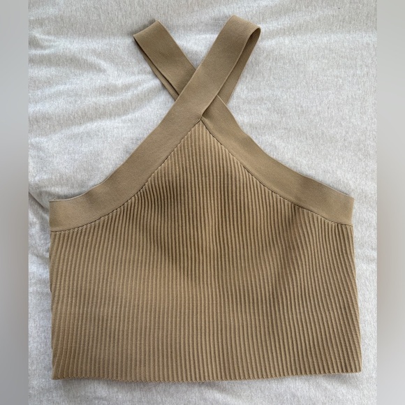 Forever 21 Tan Ribbed Halter Crop Top - Picture 1 of 3